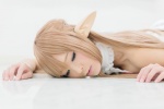 akitsu_honoka armbands asuna_(sao) blonde_hair bow cosplay elf_ears halter_top sword_art_online rating:Safe score:1 user:pixymisa