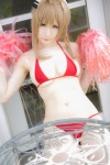 amagi_brilliant_park atsuki bikini blonde_hair cleavage cosplay hairbow pom_poms sento_isuzu swimsuit underboob rating:Safe score:0 user:nil!