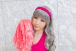 cheerleader_uniform cosplay croptop hairband idolmaster pink_eyes pom_poms princess_curls shaa shijou_takane silver_hair rating:Safe score:0 user:pixymisa