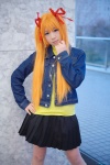 blouse cosplay hair_ribbons jacket kanon_(series) kiichigo_taruto kneesocks orange_hair pleated_skirt sawatari_makoto skirt twintails rating:Safe score:1 user:pixymisa