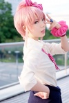 blouse cosplay hairbow ibara idolmaster jogasaki_mika pink_hair sweater tie rating:Safe score:2 user:pixymisa