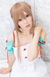 akitsu_honoka asuna_(sao) blonde_hair brown_eyes cosplay dress sword_art_online rating:Safe score:0 user:pixymisa