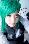 blouse cards cosplay gloves green_hair gumi horns kaya_(ii) shorts tie vest vocaloid rating:Safe score:0 user:pixymisa