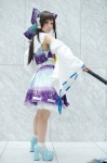 cosplay croptop detached_sleeves hairbow hakurei_reimu katana maropapi pantyhose sarashi skirt socks sword touhou rating:Safe score:3 user:nil!