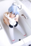 animal_ears ayanami_rei bathroom bathtub blue_hair bodysuit cat_ears chocoball chokoa_hokan_keikaku cosplay elbow_gloves gloves neon_genesis_evangelion pantyhose sheer_legwear thighhighs rating:Safe score:1 user:nil!