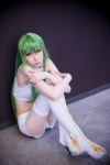 boots cc code_geass cosplay croptop green_hair houtou_singi midriff pantyhose shorts rating:Safe score:1 user:Log