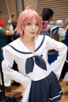 ahoge cosplay hachimaru kogami_akira lucky_star pink_hair pleated_skirt sailor_uniform school_uniform skirt rating:Safe score:2 user:nil!