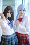 blouse blue_hair cosplay dust girlfriend_beta murakami_fumio pleated_skirt school_uniform shiina_kokomi shinoyama_syatyou skirt twin_braids rating:Safe score:2 user:nil!