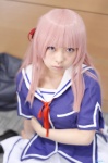 cosplay fuyuumi_ai okayu_(ii) ore_no_kanojo_to_osananajimi_ga_shuraba_sugiru pink_hair pleated_skirt sailor_uniform school_uniform skirt socks rating:Safe score:0 user:nil!