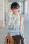 blouse glasses koyomi necklace shoulder_bag skirt thighhighs zettai_ryouiki rating:Safe score:0 user:pixymisa