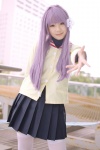 clannad cosplay fujibayashi_kyou hair_ribbons merino_moko pleated_skirt purple_hair sailor_uniform school_uniform skirt thighhighs turtleneck zettai_ryouiki rating:Safe score:0 user:nil!