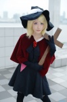 blonde_hair blouse chamaro cosplay cross elbow_gloves gloves hair_clips kagamine_rin pleated_skirt shawl skirt thighhighs trick_and_treat_(vocaloid) vocaloid witch_hat zettai_ryouiki rating:Safe score:1 user:nil!
