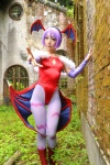 bodysuit boots cosplay elbow_gloves fingerless_gloves gloves head_wings kouda_ema lilimania lilith_aensland pantyhose purple_hair vampire_(game) wings rating:Safe score:2 user:nil!