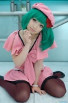 beret bow cosplay dress green_hair koharu macross macross_frontier pantyhose ranka_lee rating:Safe score:3 user:pixymisa