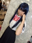 aotsuki_riku blue_hair cosplay furude_rika higurashi_no_naku_koro_ni school_uniform suspenders rating:Safe score:0 user:nil!