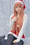 black_legwear cardigan crinoline dress mei pantyhose pink_hair santa_costume stocking_cap rating:Safe score:1 user:pixymisa
