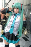 aqua_hair cosplay default_costume detached_sleeves hatsune_miku headset pleated_skirt shie skirt thighhighs tie twintails vocaloid zettai_ryouiki rating:Safe score:0 user:nil!