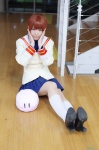 ahoge clannad cosplay furukawa_nagisa kazaha kneesocks pantyhose pleated_skirt red_hair sailor_uniform school_uniform sheer_legwear skirt rating:Safe score:0 user:nil!