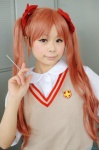 armband blouse cosplay hairbows red_hair school_uniform shirai_kuroko spikes suu sweater_vest to_aru_kagaku_no_railgun twintails rating:Safe score:0 user:nil!