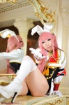 animal_ears bodysuit boots bunny_ears cosplay gloves pink_hair saku siesta45 thighhighs twintails umineko_no_naku_koro_ni rating:Safe score:0 user:nil!