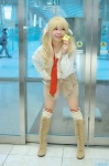 blonde_hair blouse boots cosplay original saeki_sae shorts thighhighs tie twintails rating:Safe score:1 user:nil!