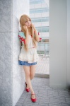 asuna_(sao) blonde_hair blouse braid cosplay miniskirt neko skirt sword_art_online rating:Safe score:2 user:pixymisa
