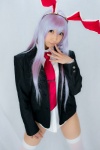 animal_ears blazer blouse bottomless bunny_ears cosplay lenfried reisen_udongein_inaba school_uniform thighhighs tie touhou rating:Questionable score:2 user:nil!
