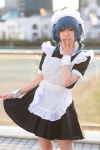 apron blue_hair cosplay crossover_tie cuffs furutani_himawari hairband kooki maid maid_uniform twin_braids yuruyuri rating:Safe score:2 user:pixymisa