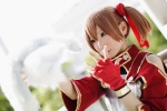 a-nya blouse chest_armor cosplay fingerless_gloves gloves hair_ribbons military_uniform plushie silica_(sao) sword_art_online twintails rating:Safe score:0 user:pixymisa