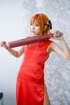 cosplay gintama hair_pods kagura kanda_midori orange_hair pantyhose qipao umbrella rating:Safe score:1 user:nil!