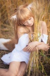 animal_ears cosplay dress horo orange_hair rococo spice_and_wolf tail whistle_around_the_world wolf_ears rating:Safe score:1 user:nil!