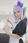apron asakura_irori cosplay dress hairband maid maid_uniform original silver_hair thighhighs rating:Safe score:0 user:DarkSSA