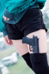 cosplay gun jacket kagamine_rin nepachi shorts thighhighs vocaloid rating:Safe score:1 user:pixymisa