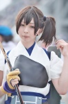 bow breastplate cosplay hino_(ii) kaga_(kantai_collection) kantai_collection kimono one_glove pleated_skirt side_ponytail skirt rating:Safe score:0 user:nil!