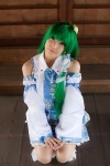 cosplay detached_sleeves green_hair kochiya_sanae lenfried miniskirt skirt socks touhou rating:Safe score:0 user:nil!