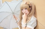 blonde_hair blue_eyes cosplay dress hairband hanasha original umbrella wristband rating:Safe score:0 user:pixymisa