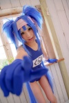 blue_hair buyara cosplay gloves hair_ribbons headband klan_klein macross macross_frontier one-piece_swimsuit school_swimsuit swimsuit twintails rating:Safe score:0 user:nil!