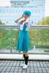 ayanami_rei blouse blue_hair cosplay jumper kneesocks maitako neon_genesis_evangelion ribbon_tie school_uniform rating:Safe score:0 user:pixymisa