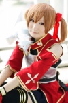 a-nya blouse chest_armor cosplay fingerless_gloves gloves hair_ribbons military_uniform pleated_skirt plushie silica_(sao) skirt sword_art_online thighhighs twintails zettai_ryouiki rating:Safe score:0 user:pixymisa