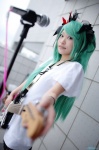 aqua_hair cosplay dress guitar hair_ribbons hasui_yuuri hatsune_miku microphone twintails vocaloid world_is_mine_(vocaloid) rating:Safe score:1 user:nil!