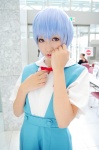 ameri ayanami_rei blouse blue_hair cosplay miniskirt neon_genesis_evangelion school_uniform skirt rating:Safe score:0 user:nil!