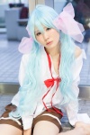 blouse blue_hair cosplay denpa_onna_to_seishun_otoko hairbows miniskirt ribbon_tie ruka_(iv) skirt touwa_erio twintails rating:Safe score:0 user:pixymisa