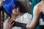 aqua_hair blue_hair cosplay crossplay dress_shirt elbow_gloves gloves hatsune_miku kaito lili_a mizui twintails veil vocaloid rating:Safe score:0 user:pixymisa
