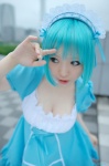 apron blue_hair cosplay cyborg_nene dress hairband maid maid_uniform original rating:Safe score:0 user:nil!