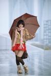 akira_(ii) blouse boots jacket miniskirt rain scarf skirt sweater thighhighs umbrella zettai_ryouiki rating:Safe score:2 user:nil!