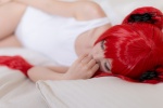 bed cosplay cthugha haiyore!_nyaruko-san kurasaka_kururu one-piece_swimsuit red_hair swimsuit twintails rating:Safe score:0 user:nil!