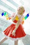 blonde_hair blouse cosplay flandre_scarlet hat miniskirt satori skirt touhou vest wings rating:Safe score:2 user:nil!