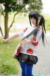 cosplay guitar k-on! kousaka_yun miniskirt nakano_azusa pantyhose side_ponytail skirt tshirt rating:Safe score:3 user:xkaras