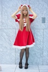 black_legwear blonde_hair dress hood ichinomiya_kanna pantyhose santa_costume shawl rating:Safe score:0 user:pixymisa