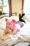 bed chippi cosplay munakata_shiho my-hime pink_hair school_uniform thighhighs rating:Safe score:0 user:nil!